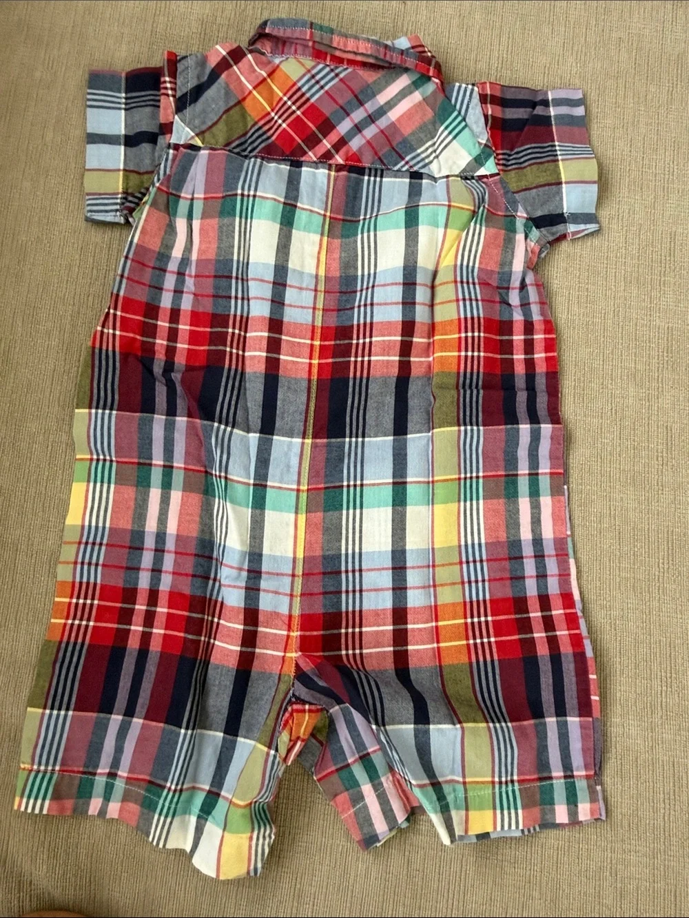 Polo by Ralph Lauren Multicolor Plaid Short-Sleeve Baby Romper